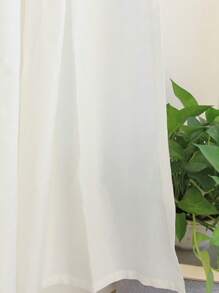 1入簡約日式客廳/書房白色亞麻混紡系帶上掛窗簾 - 白色 - 查看 10