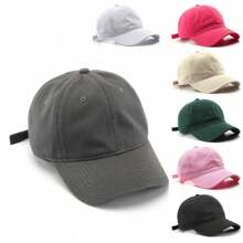 1pc Solid Color Vintage Baseball Cap For Men & Women, Outdoor Sunscreen Baseball Cap With Large Head Circumference And Washable Material, Autumn & Winter Casual - Multicolor - View 1