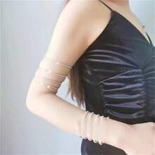 Strass Armreif Schmuck Für Frauen, Mehrschichtiger Armreif Oberarm Schmuck Kristall Silber Prom Brautschmuck Armband Für Party Braut Hochzeit - mehrschichtiges Armband - Übersicht 7