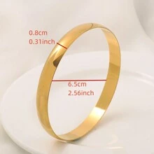 4pcs/Set 65MM Golden Color Dubai Style Copper Bangle Bracelets, African Jewelry Bangle Bracelets, Women's Birthday Jewelry Gift - Silver - View 4