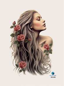 STARTTOOS 美麗個性化的花朵和蝴蝶圖案身體暫時性刺青貼紙,適用於女性,適用於手臂/胸部/腹部/背部 - 彩色 - 查看 13