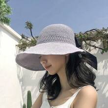 1頂女款夏日新款帽子,韓版時尚大邊沙灘遮陽帽,帶有防uv功能 - A - 查看 11