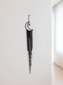 1入組流蘇裝飾織物壁掛波西米亞月亮形狀掛飾傢居