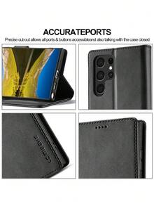 1 Miếng Sang trọng Hình con bò Da Ví Loại vỏ Với Card Slot Và Flip Che phủ , Tương thích với Thiên hà S22 S23 - màu đen - Xem 8