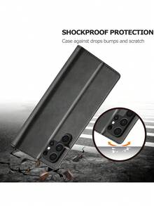 1 Miếng Sang trọng Hình con bò Da Ví Loại vỏ Với Card Slot Và Flip Che phủ , Tương thích với Thiên hà S22 S23 - màu đen - Xem 9