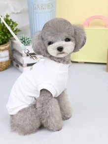 DADAGOU 寵物背心春/夏新款刺繡狗衣服貓咪冰絲t恤休閒背心適用於公母寵物 - 粉色 - 查看 5