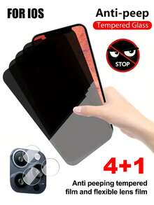 5 trong 1 Chống nhìn trộm Chống xước Bảo vệ quyền riêng tư Kính cường lực Bảo vệ màn hình Đối với Nhiều loại iPhone người mẫu + 1 Miếng Linh hoạt Máy chụp hình Ống kính Bảo vệ - màu đen - Xem 1