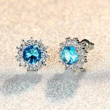 1對豪華優雅的圓形耳環,完全鑲嵌人造水晶,適用於訂婚、婚禮、派對和情人節禮物 - 耳環 - 查看 11