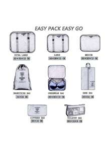 8 件/套旅行行李打包整理器套装，含洗漱包、衣物分类收纳袋旅行配件旅行包旅行背包旅行必需品旅行包行李箱旅行装备返校搬家袋整理器