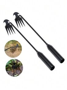 1pc-Portable Garden Weeder Tool 4 Teeth Hand Weeder For Vegetable Gardening Backyard Farm Planting - Black - View 2