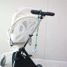 Silicone Adjustable Baby Pacifier Clips - Flower Design  Anti-Drop Pacifier Clip For Stroller, Highchair, Car Seat, Crib - Blue - View 6