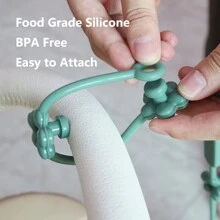 Silicone Adjustable Baby Pacifier Clips - Flower Design  Anti-Drop Pacifier Clip For Stroller, Highchair, Car Seat, Crib - Blue - View 4