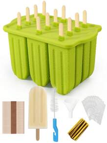 6 cái Kem & Silicone Khuôn làm kem + Silicone Khuôn kem que Bộ Đối với DIY Món ăn & Trái cây Làm - màu xanh lá - Xem 1