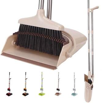 Broom And Dustpan Set With 53 Inches (Approx. 135cm) Long Handle, Suitable For Household Kitchen Room Office Lobby Floor Cleaning