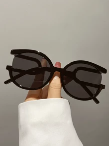 New Retro Big Frame Round Fashion Fashion Glasses, Party Eyewear For Women, High-End Street Style For Summer Beach Vacation,Outdoor,Travel