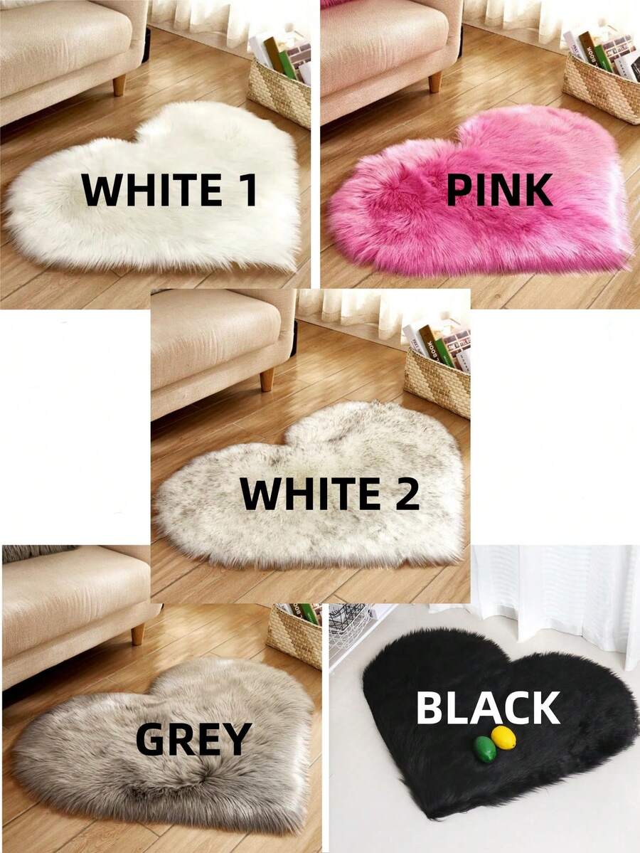 1 Pc Imitation Knitted HeartShaped Carpet Floor Mat Mat Long Hair