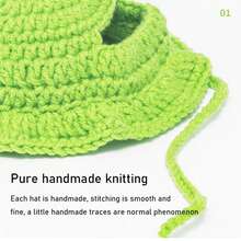 手工製作貓咪帽子-可愛的綠色貓咪頭戴物/寵物貓頭套 - 綠色 - 查看 6