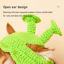手工製作貓咪帽子-可愛的綠色貓咪頭戴物/寵物貓頭套 - 綠色 - 查看 4