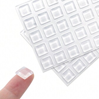 45pcs Transparent Square Self-Adhesive Rubber Cushion Pads, Soundproofing And Cushioning, Suitable For Kitchen Cabinet, Picture Frame, Cupboard, Drawer