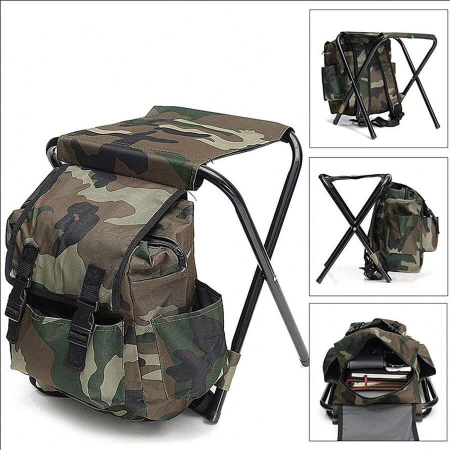 Leisure Outdoor Portable Hiking Backpack Chair Foldable Fishing Bench Camping - Multicolor - View 1