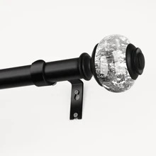 1set Foil Resin Metal Decorative Curtain Rod - Waterproof, Rustproof, Detachable, Easy To Install, Strong Bearing Capacity - Black and Silver - View 1