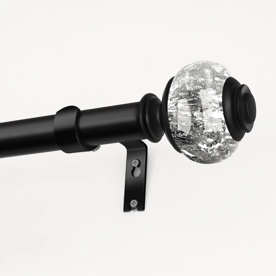 1set Foil Resin Metal Decorative Curtain Rod - Waterproof, Rustproof, Detachable, Easy To Install, Strong Bearing Capacity - Black and Silver - View 1