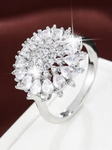 1 件精美向日葵形戒指，带锆石装饰，适合女士情人节、妈妈、母亲、母亲节、礼物 - 彩色 - 查看 2