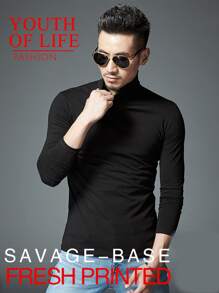 Camiseta De Cuello Alto Para Hombres De Color Sólido