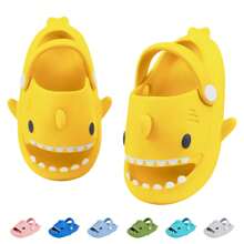 Kids Shark Slides Boys Girls Summer Clogs Slide Sandals Non-Slip Beach Pool Shower And Bathing Slippers - Yellow - View 2