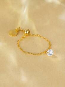 SereneSpark 1件925纯银可调节宝石链戒指，优雅女士饰品 - 60106700616C - 查看 7