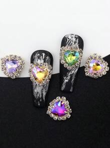 10件組日系Y2K甜酷風美甲飾品 3D法式輕奢甜美可愛夢幻仙女愛心爪鑽閃亮粉色美甲寶石 DIY美甲店專用 手機殼包包美甲飾件 - 彩色 - 查看 4