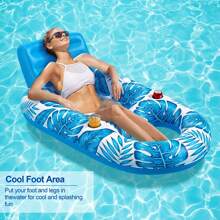 1pc, Inflatable Pool Float, Water Hammock Inflatable Pool Recliner Inflatable Pool Chair Inflatable Raft Floating Bed Recliner Swimming Pool Beach Float Adult Toy For Lake Swimming Pools Sun Bath Lounge Chair Float Pad Summer - Blue - View 1