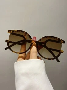 New Retro Big Frame Round Fashion Fashion Glasses, Party Eyewear For Women, High-End Street Style For Summer Beach Vacation,Outdoor,Travel