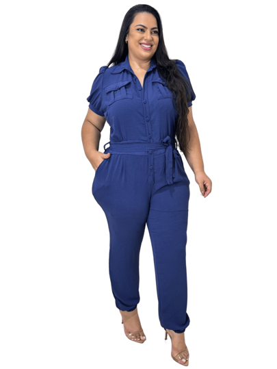 Macacão Plus Size Feminino Manga Princesa Elegante G1 G2 G3