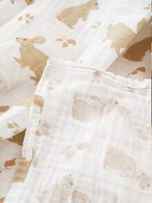 1件狮子和大象图案夏季婴儿襁褓毯 - 彩色 - 查看 5