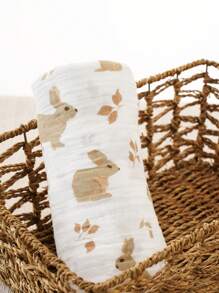 1件狮子和大象图案夏季婴儿襁褓毯 - 彩色 - 查看 3