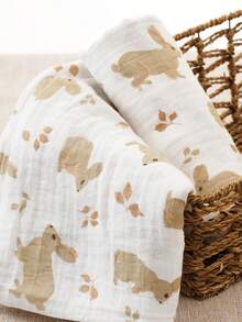 1件狮子和大象图案夏季婴儿襁褓毯 - 彩色 - 查看 4