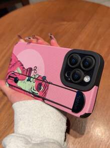 Funda de teléfono con correa 1 pieza con patrón de leopardo rosa, funda protectora de PU pintada anticaída compatible con iPhone - Multicolor - Ver 3
