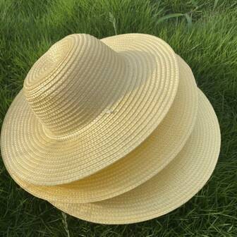 1pc Summer Unisex Sun Hat, Farmer Style Straw Hat Cowboy Hat