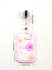 Süßer Cartoon rosa Blume einziehbarer Badge Aufroller mit Zugangskarte, Krankenhausausweis Länge 50cm, Foto ID Abdeckung, Ausweishalter, Kartenetui, Geschäftskartenhalter, Kreditkartenhalter, Ausweishalter, Damen