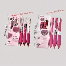 3支裝熱感可擦中性筆,按鈕可擦筆,0.5毫米,學生用可擦中性筆 - 彩色 - 查看 2