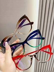1 件女士新款不对称渐变猫眼眼镜框，时尚