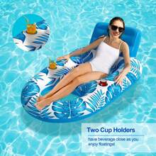 1pc, Inflatable Pool Float, Water Hammock Inflatable Pool Recliner Inflatable Pool Chair Inflatable Raft Floating Bed Recliner Swimming Pool Beach Float Adult Toy For Lake Swimming Pools Sun Bath Lounge Chair Float Pad Summer - Blue - View 2