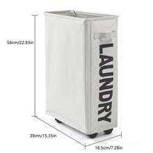 Cesta de lavandería con ruedas, cubierta de malla a prueba de polvo, cesta de tela impermeable para ropa, pantalones, zapatos, vaqueros, botas, faldas, cesto de lavandería, cesta de lavado, organizador de baño, cesta, cesta de almacenamiento, cesta de lavandería plegable