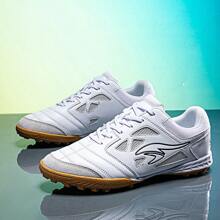 TF釘鞋專業戶外足球鞋，男女適用，透氣防滑足球靴，適用於人工草皮比賽和訓練 - 白色 - 查看 6