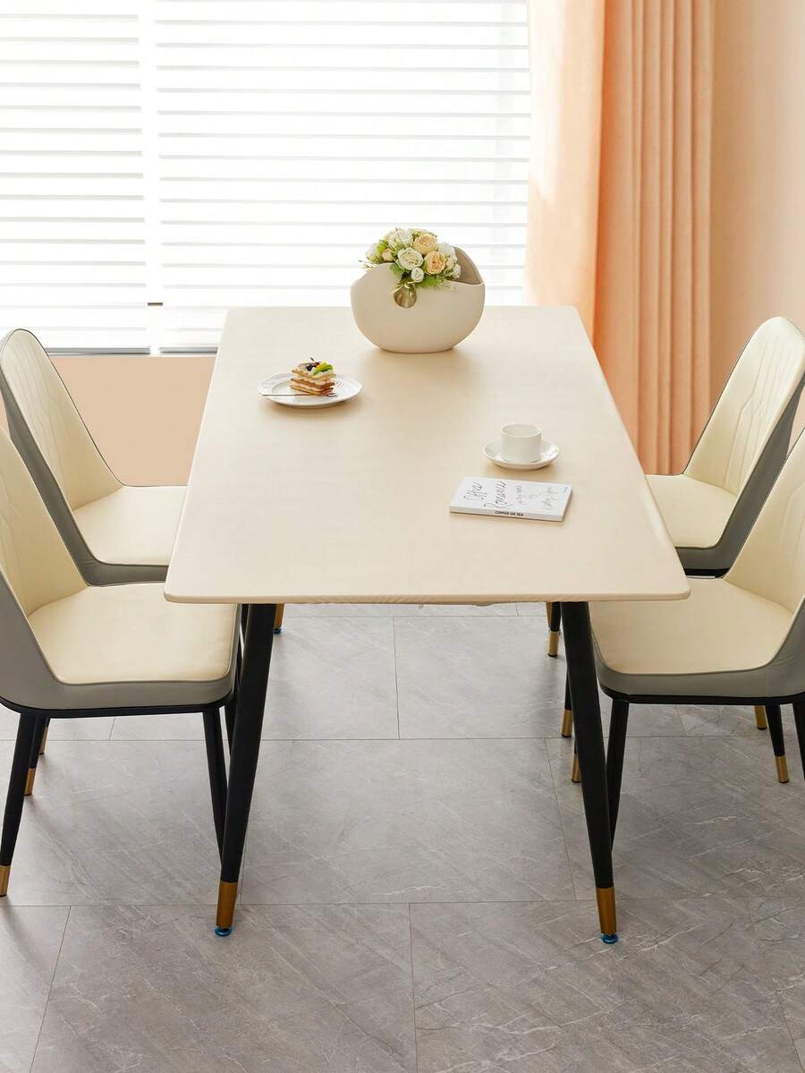 1pc Waterproof PU Leather Tablecloth Cover, Easy To Clean, 360° Full