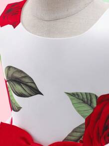 Vestido de princesa para festa de casamento com estampa floral de rosas para meninas