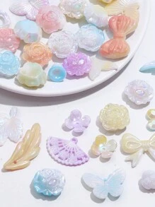 40-500克6-20毫米壓克力漸變夢幻巴洛克奶油色珠子,多款式顏色,鬆散間隔珠子,適用於珠寶製作diy迷人手鍊、鑰匙袋、手機掛件和手工藝用品 - 奶油系 - 查看 2