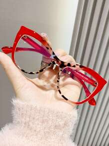 1 件女士新款不对称渐变猫眼眼镜框，时尚