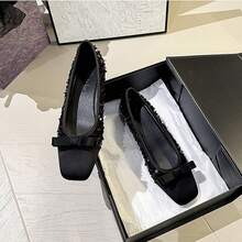 Giày bệt nữ mũi vuông lấp lánh thanh lịch - màu đen - Xem 9